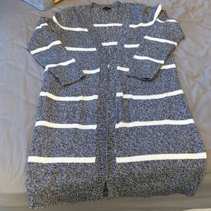 NWOT Talbots Navy and White Striped Cardigan